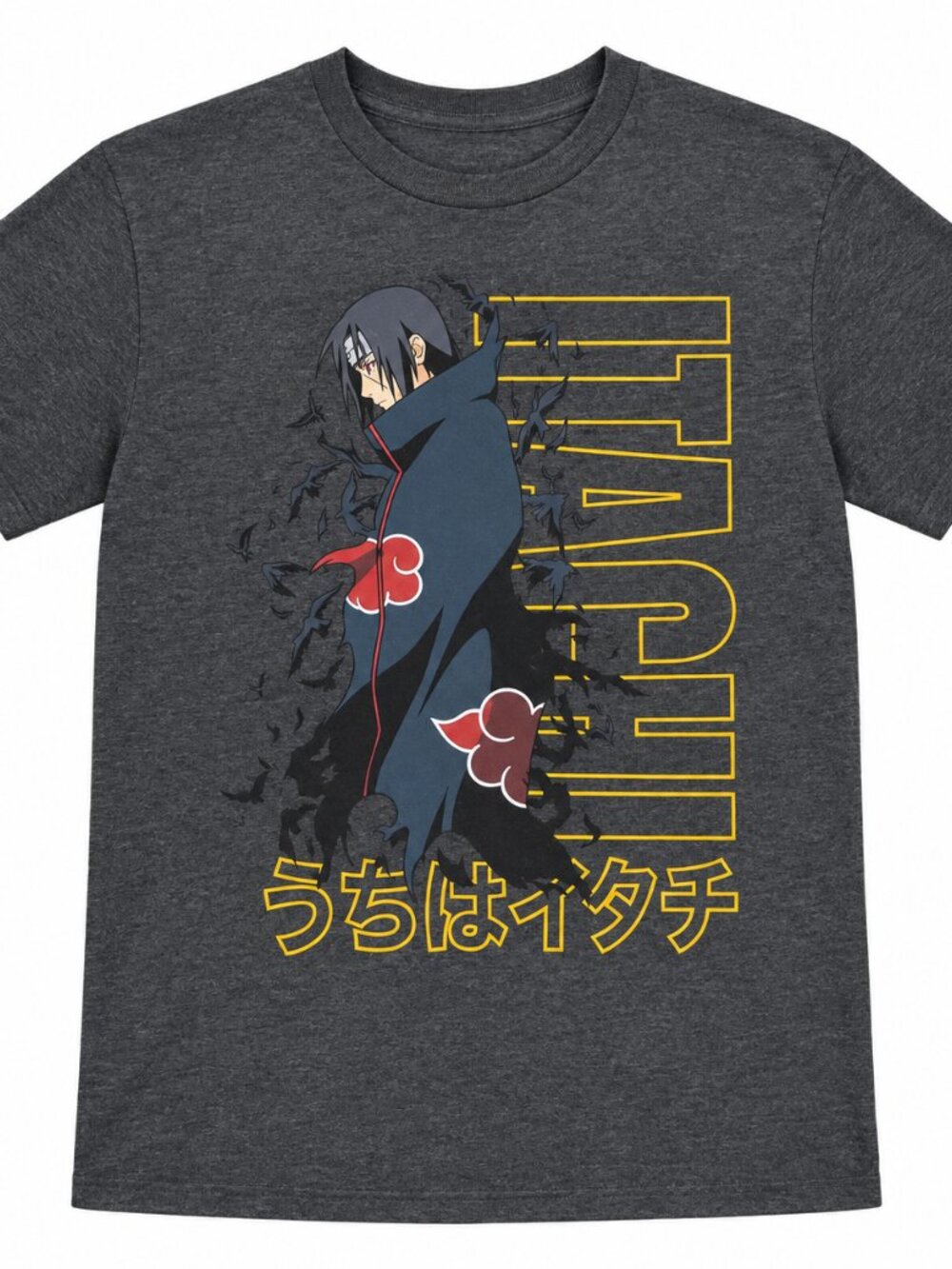 Naruto Shippuden Itachi Uchiha Akatsuki Anime T-Shirt Men's M Gray